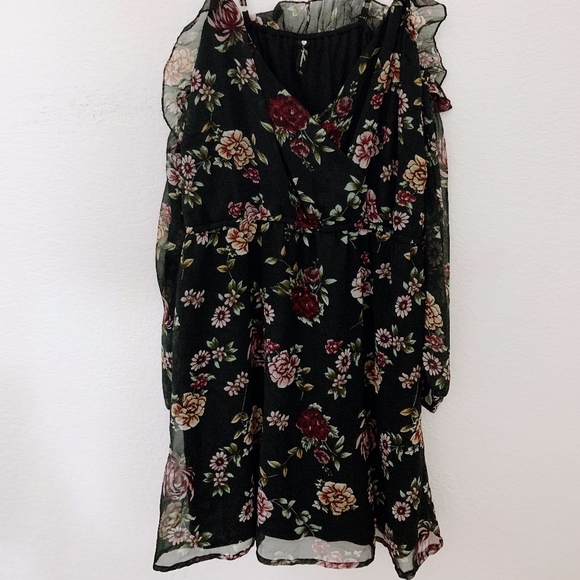 Cold Shoulder Floral Ruffle Dress | ASOS - Picture 2 of 4